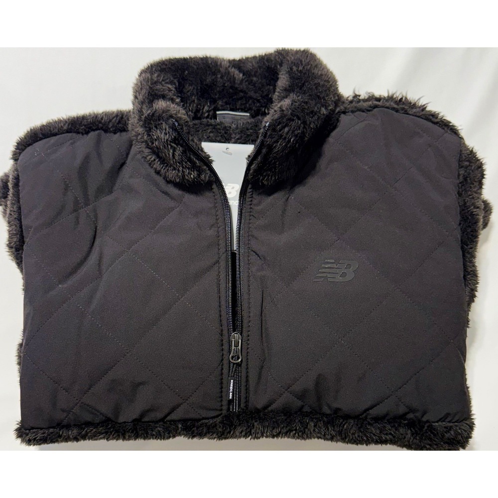 New Balance Womens High Pile Fleece Quilted Half Zip Pullover Black Size MedNWT